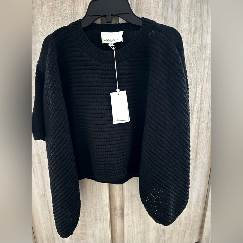 NWT 3.1 Phillip Lim short sleeve asymmetrical chunky ottoman stitch pullover XS